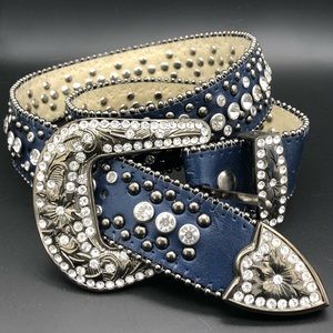 SOLD - Leather Rhinestone Bling Belt